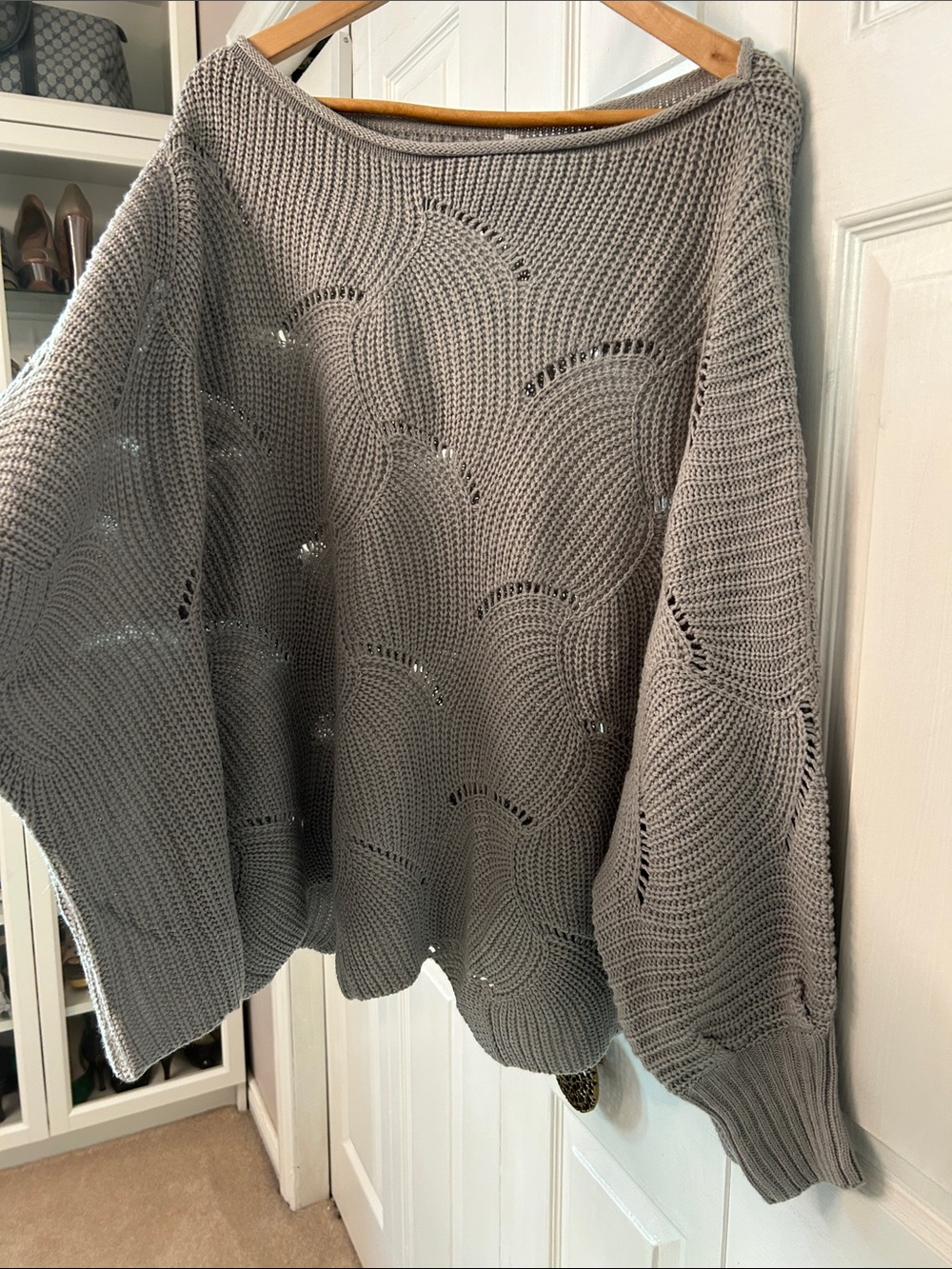 Xl Oversized grey Knit Boatneck Sweater